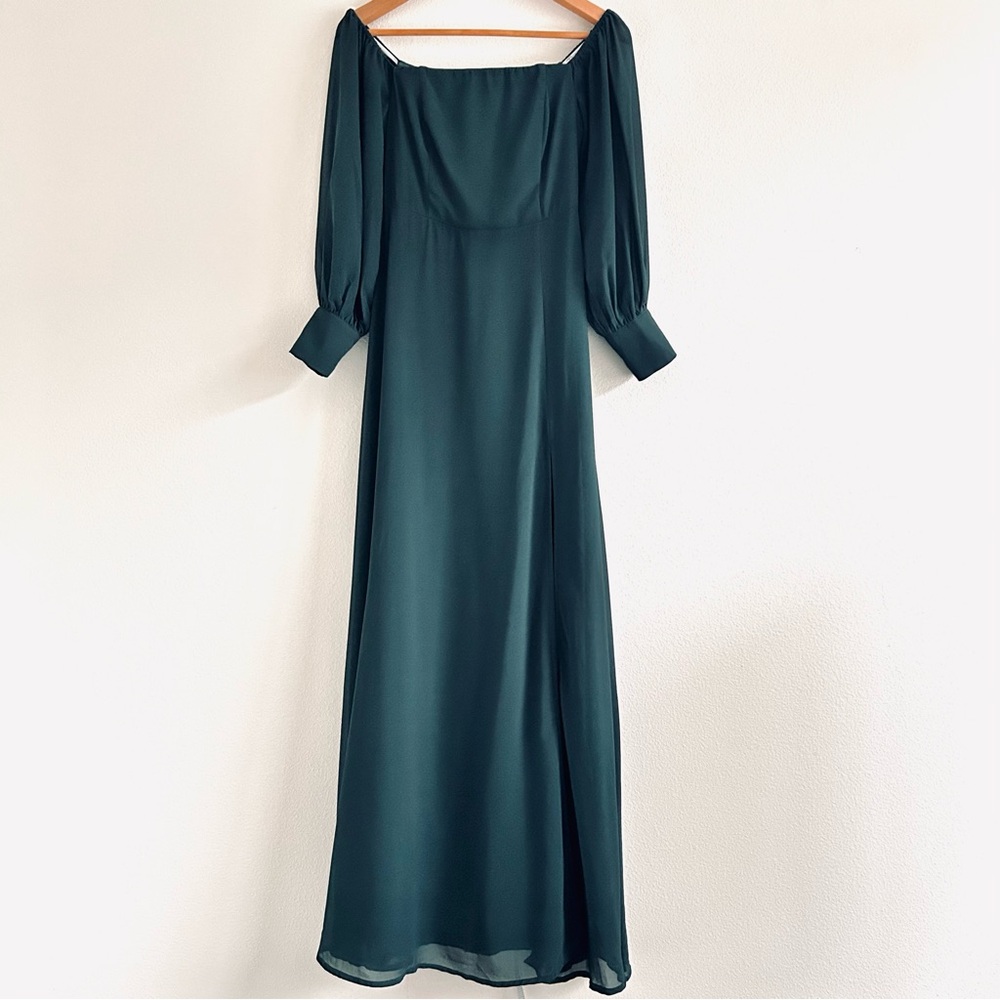 Lulus Feel The Romance Emerald Green Off-The-Shoulder Maxi Dress | Size Small